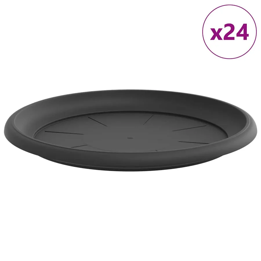 Plateau à fleurs rond 24 pcs Noir Ø 27 x 2,5 cm Plastique - 2