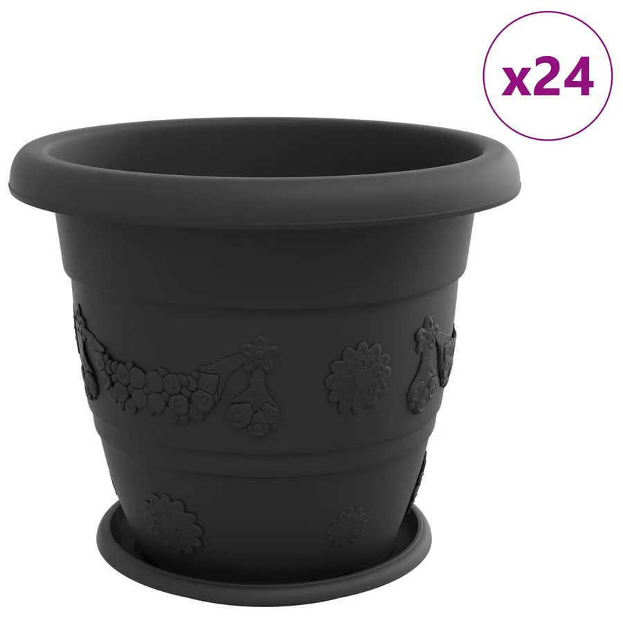 Pots de plantes 24 pcs Noir Ø 39 x 32 cm Plastique - 2