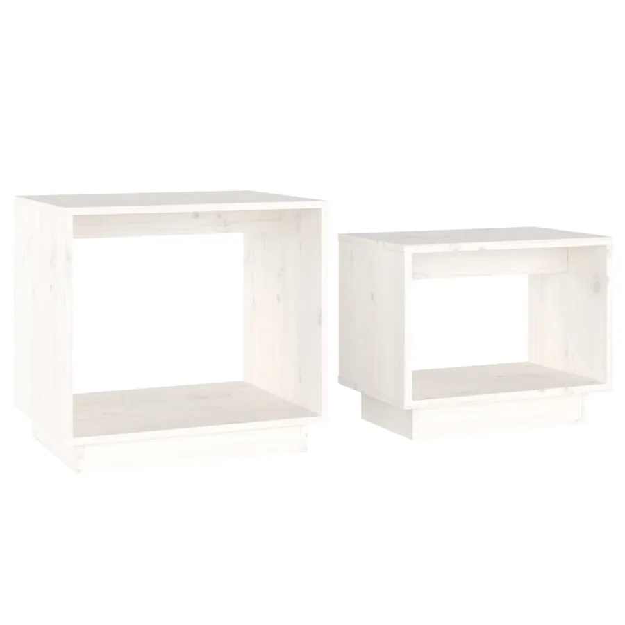 Tables basses gigognes 2 pcs Blanc Bois de pin massif - 2