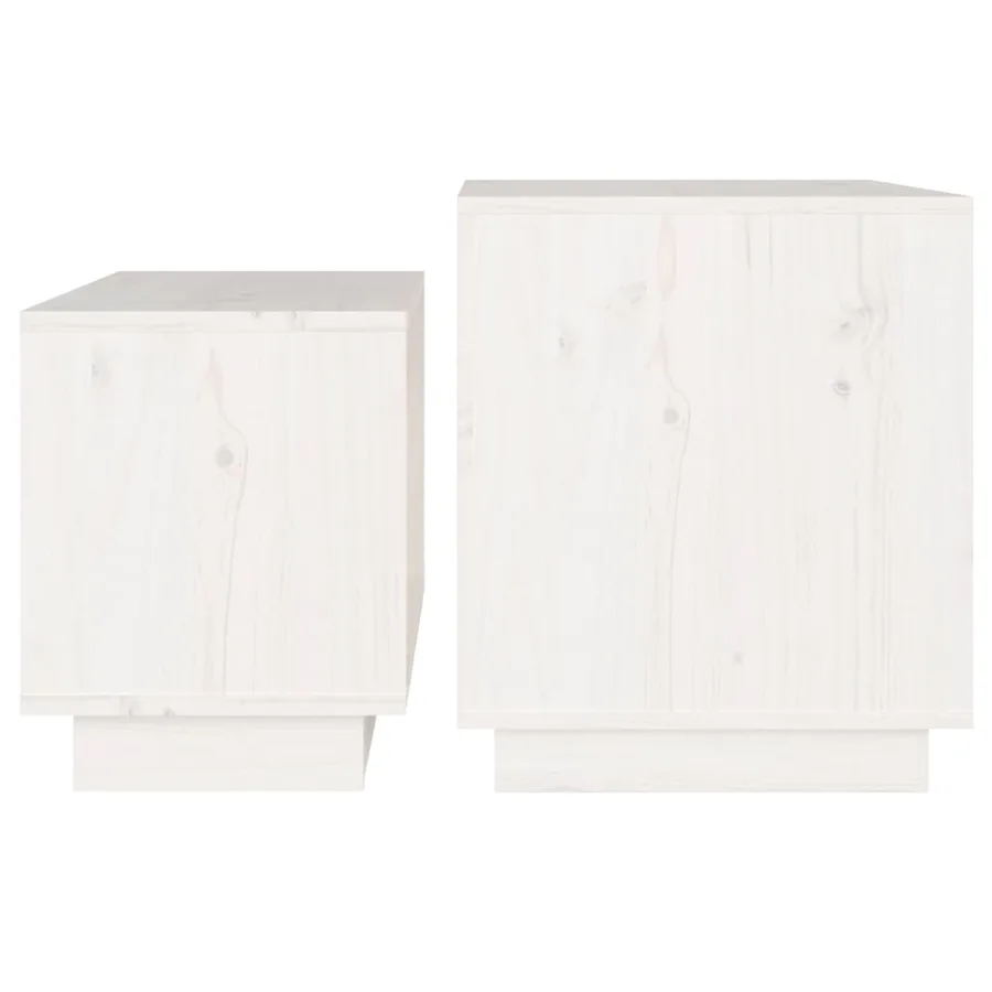 Tables basses gigognes 2 pcs Blanc Bois de pin massif - 6