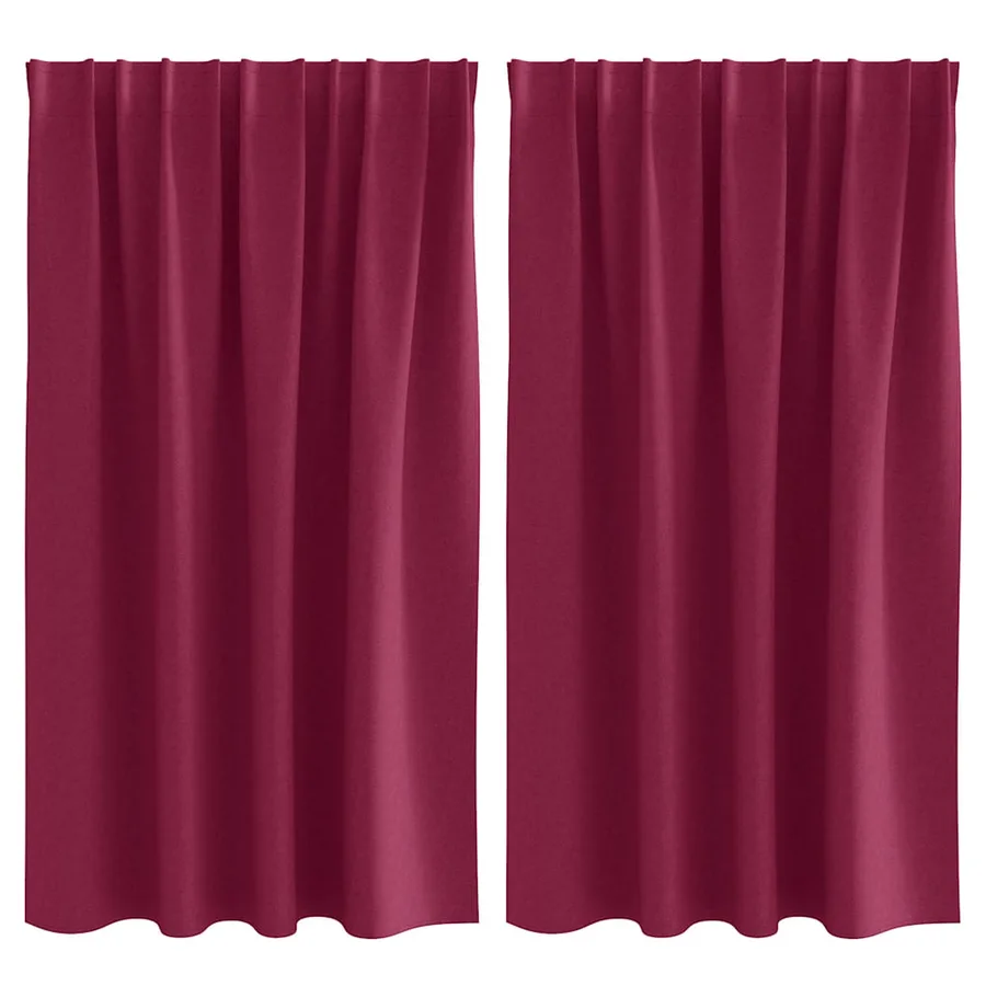 Rideaux occultants avec anneaux 2 pcs Bordeaux 140 x 140 cm - 2