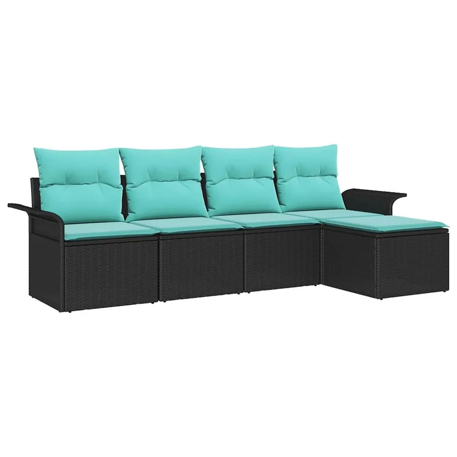 Ensemble de canapé de jardin avec coussin 5 pcs Noir polyrotin - 2