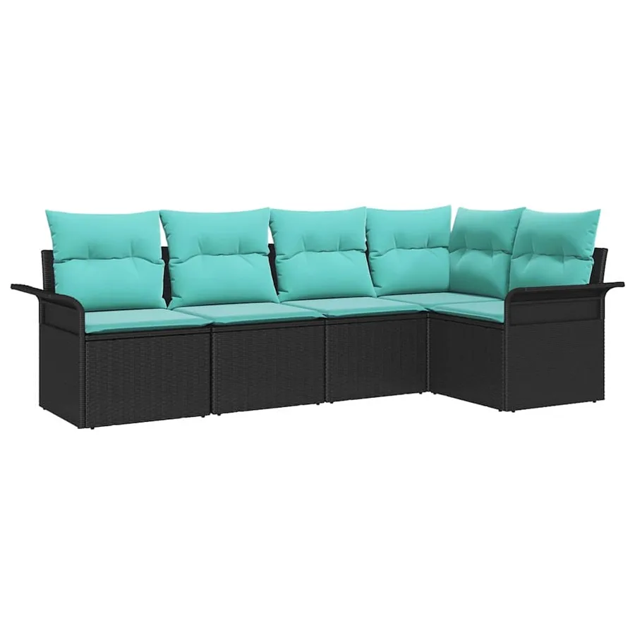Ensemble de canapé de jardin avec coussin 5 pcs Noir polyrotin - 2