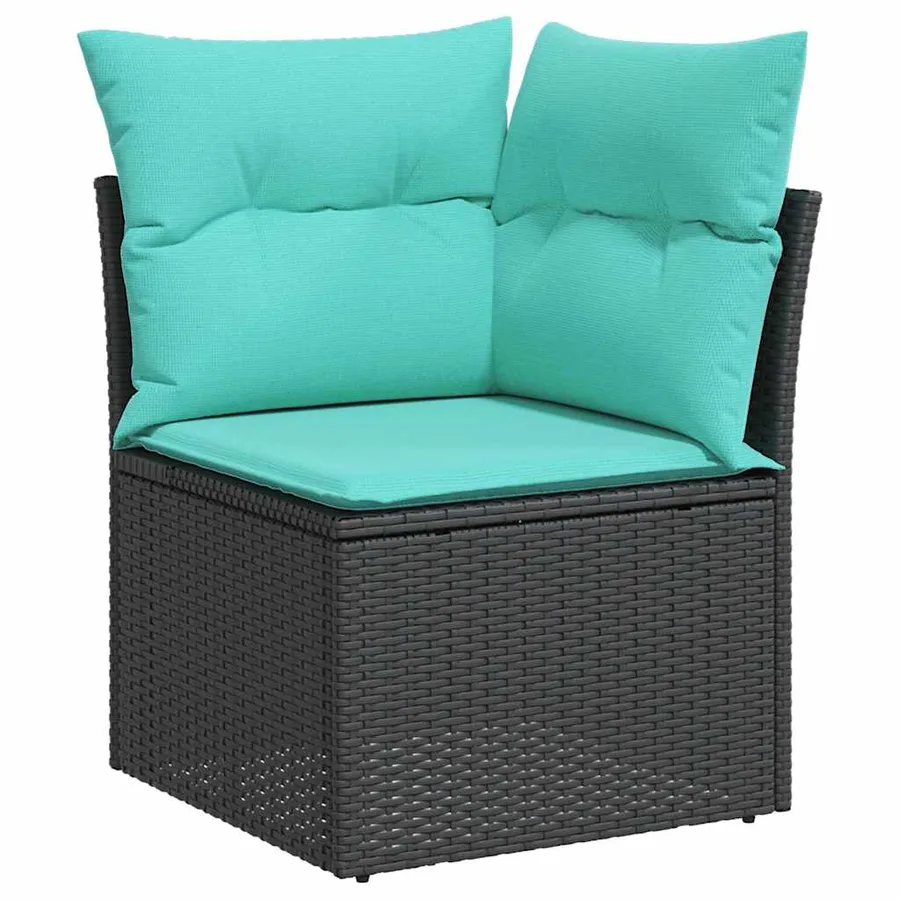 Ensemble de canapé de jardin avec coussin 7 pcs Noir polyrotin - 7