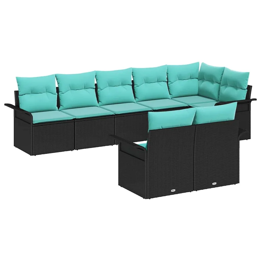 Ensemble de canapé de jardin avec stockage 8 pcs Noir polyrotin - 2
