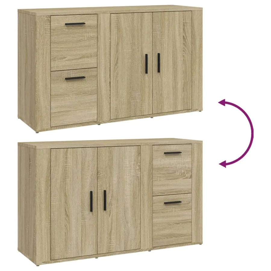Buffet Chêne sonoma 100x33x59,5 cm Bois d'ingénierie - 9