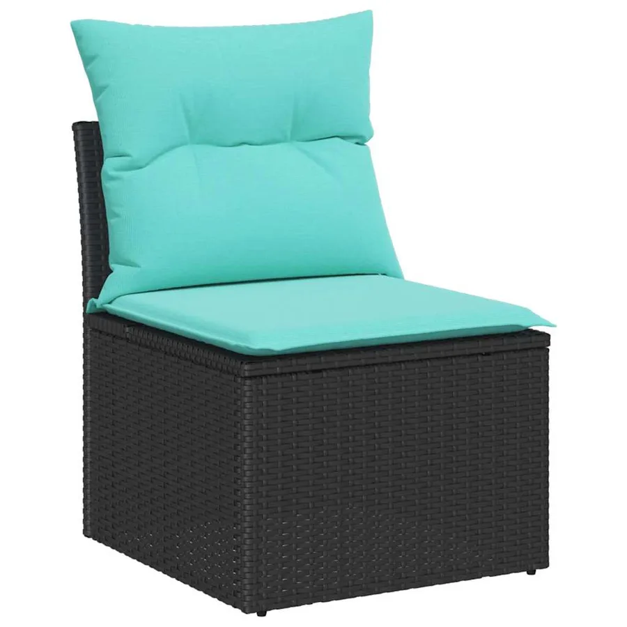 Ensemble de canapé de jardin 5 pcs Noir Poly Rattan - 5