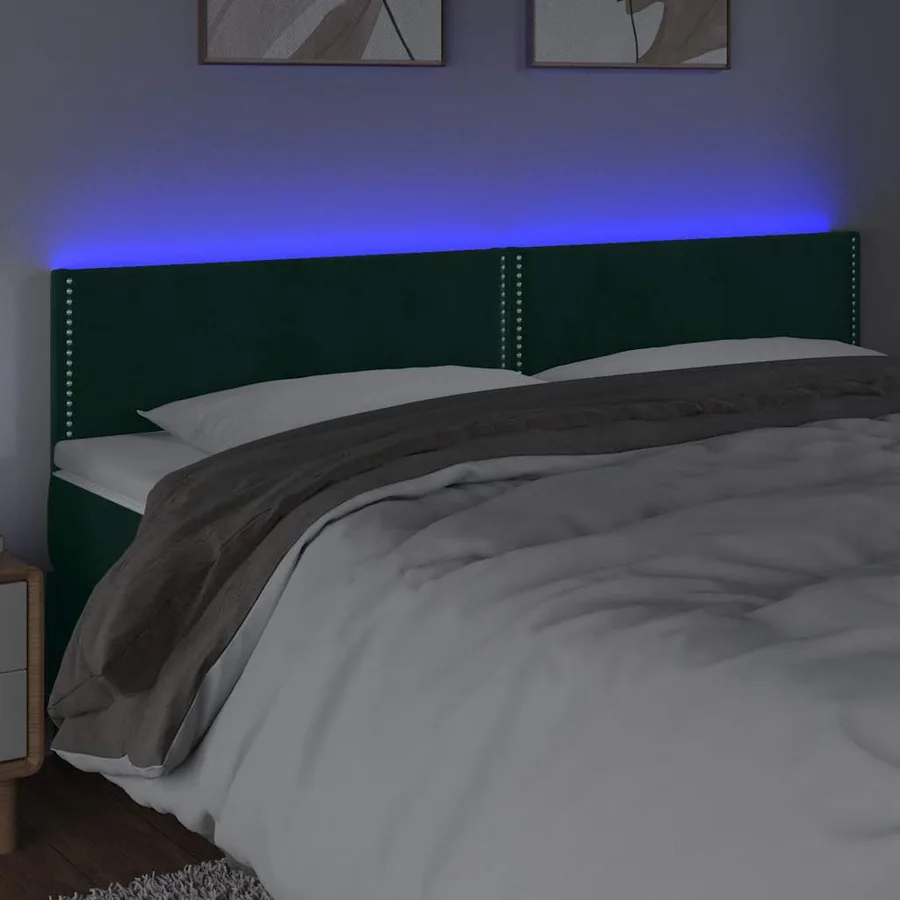 Tête de lit à LED Vert foncé 200x5x78/88 cm Velours - 3