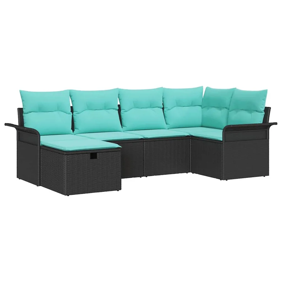 Ensemble de canapé de jardin avec coussin 6 pcs Poly rotin - 2