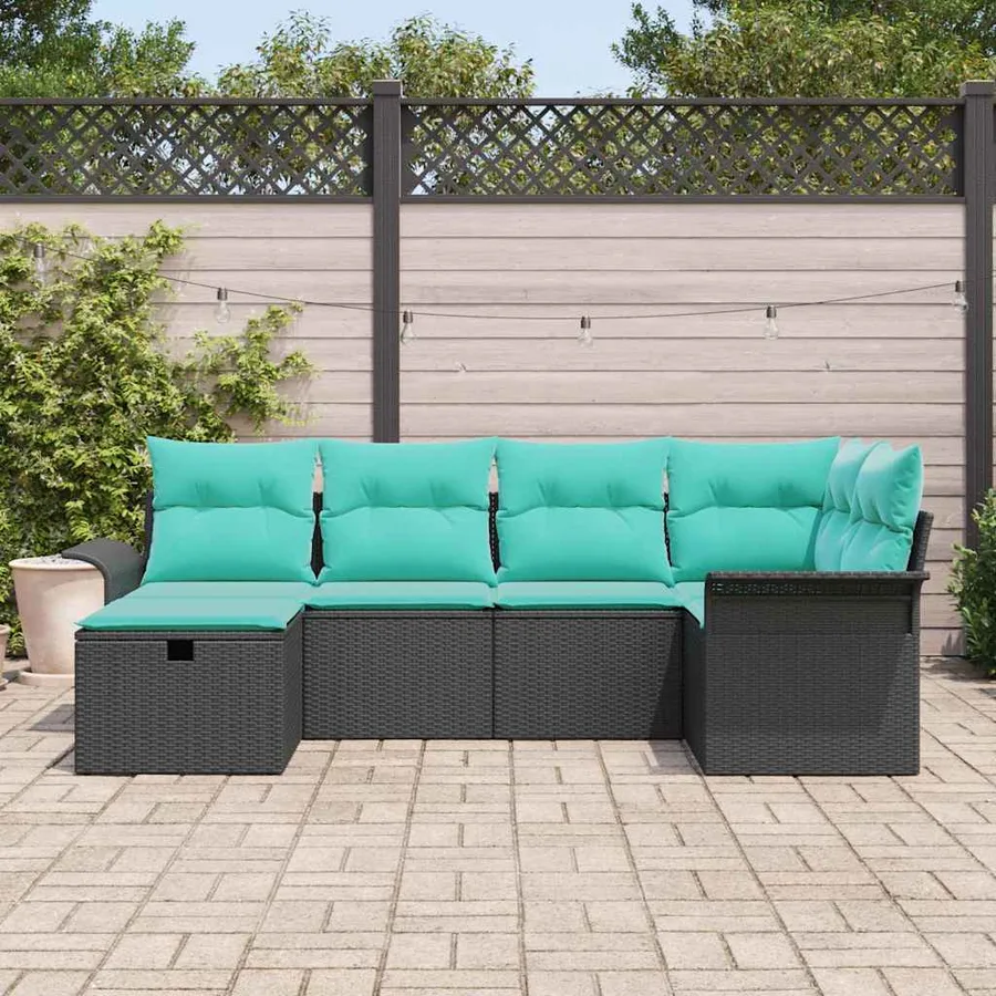 Ensemble de canapé de jardin avec coussin 6 pcs Poly rotin - 3