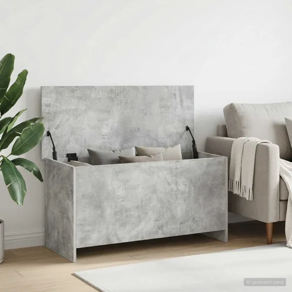 Coffre de rangement avec stockage Gris béton 100 x 40 x 50 cm