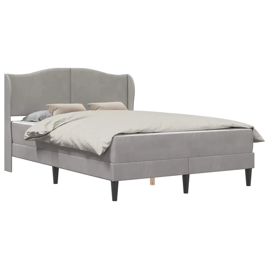 Cadre de lit avec tête de lit Gris clair 120 x 190 cm Velours - 2