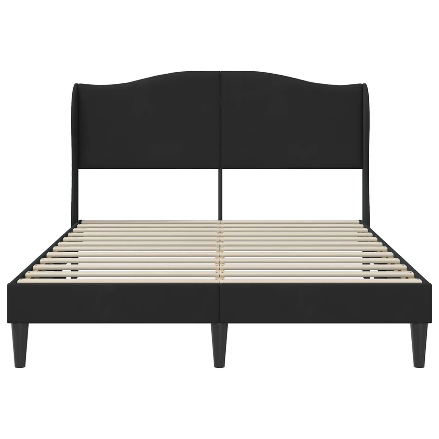 Cadre de lit avec tête de lit Noir 140 x 190 cm Velours - 4