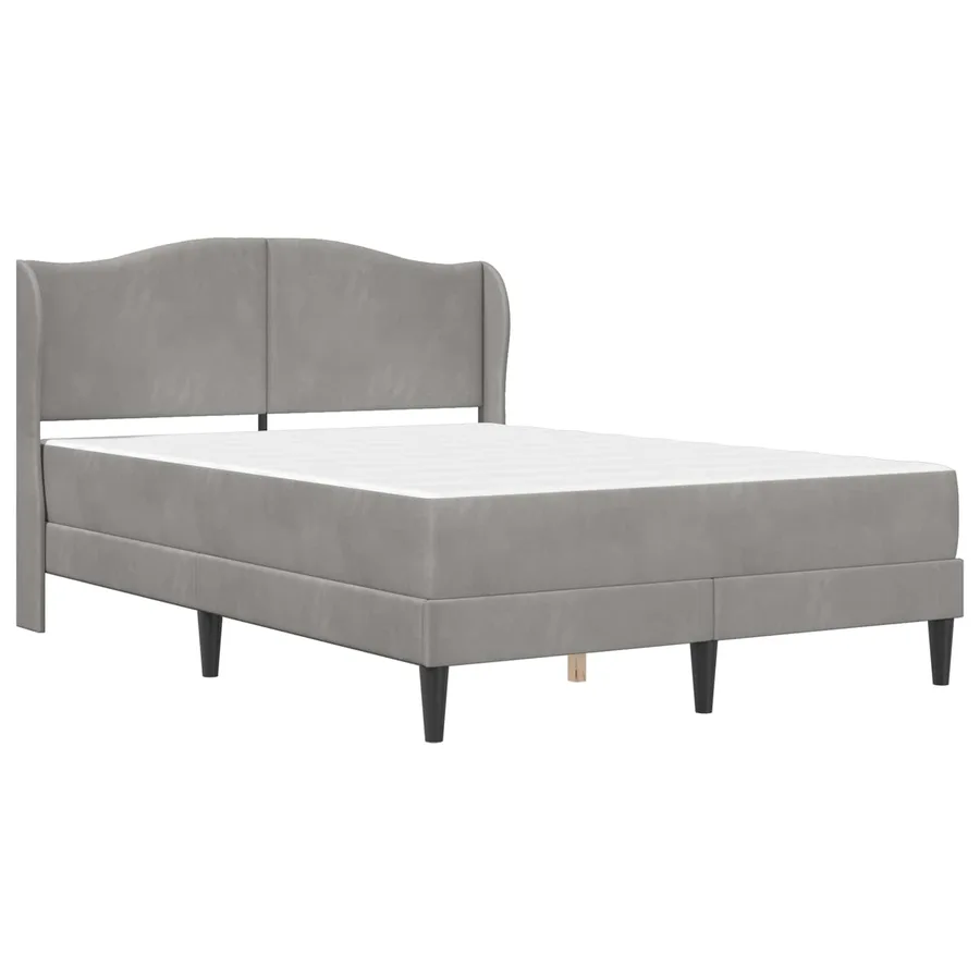 Cadre de lit avec tête de lit Gris clair 140 x 190 cm Velours - 3
