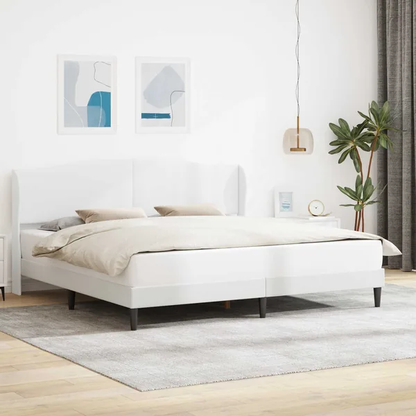 Cadre de lit avec tête de lit Blanc 200 x 200 cm Simili cuir