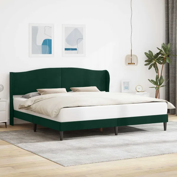 Cadre de lit avec tête de lit Vert foncé 180 x 200 cm Velours