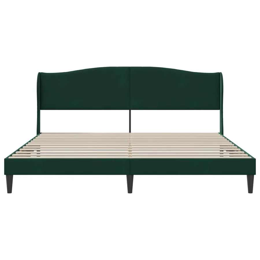 Cadre de lit avec tête de lit Vert foncé 180 x 200 cm Velours - 4