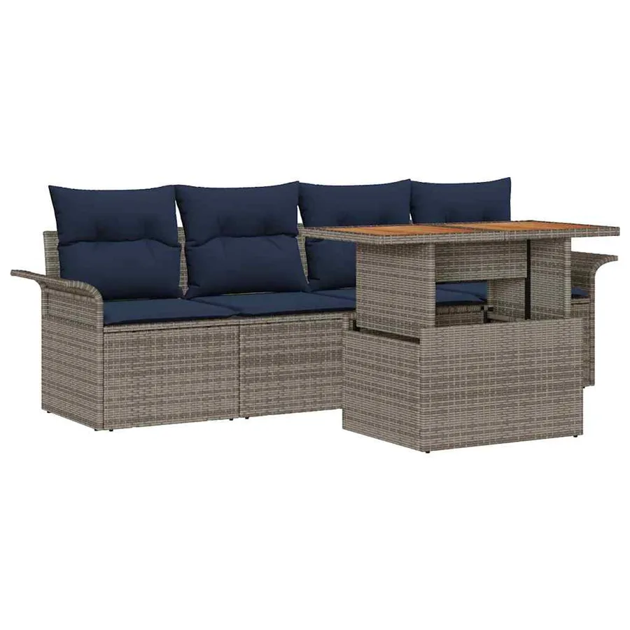 Ensemble de canapé de jardin 5 pcs Gris Poly rotin - 2
