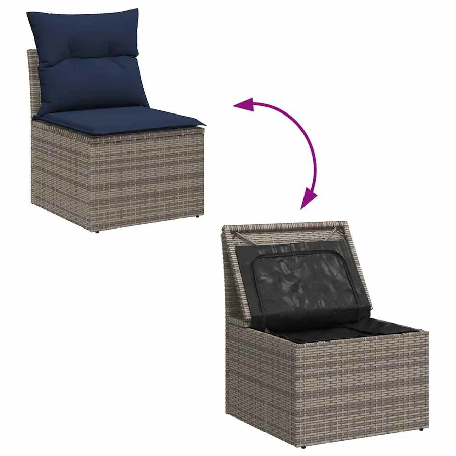 Ensemble de canapé de jardin avec coussin 4 pcs Gris polyrotin - 9