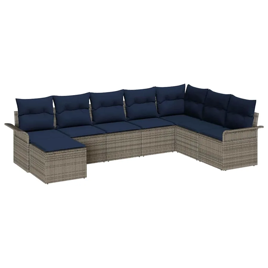 Ensemble de canapé de jardin 8 pcs Gris clair Poly rotin - 2