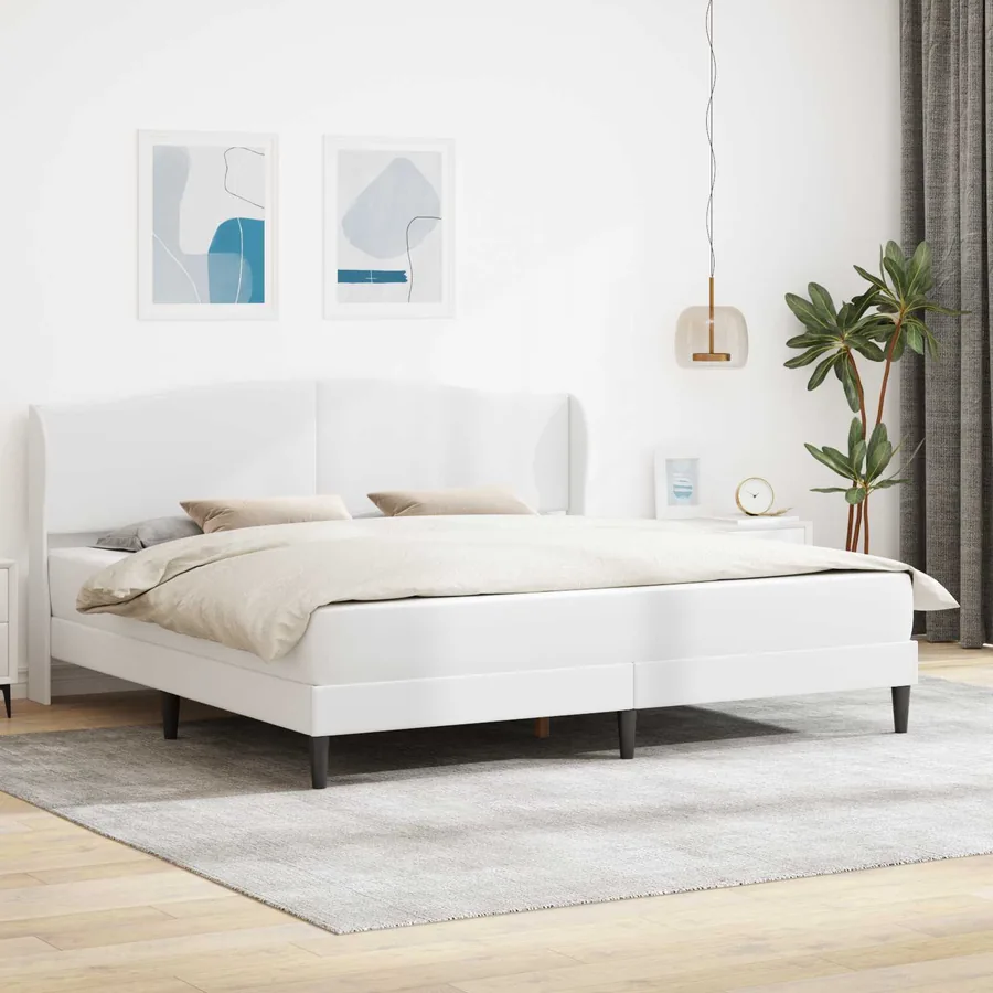 Cadre de lit avec tête de lit Blanc 200 x 200 cm Simili cuir