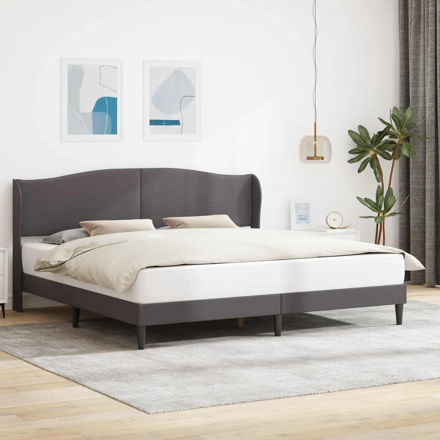 Cadre de lit avec tête de lit Gris 200 x 200 cm Simili cuir