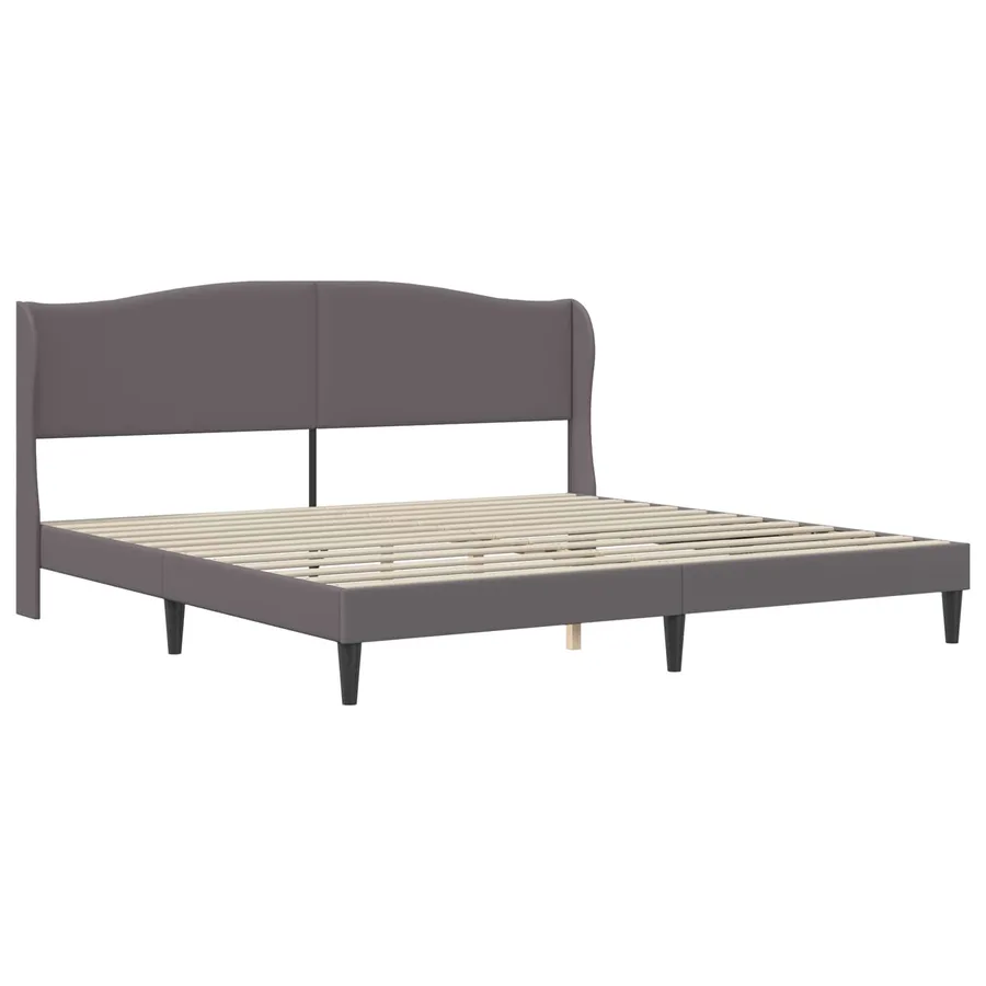 Cadre de lit avec tête de lit Gris 200 x 200 cm Simili cuir - 3