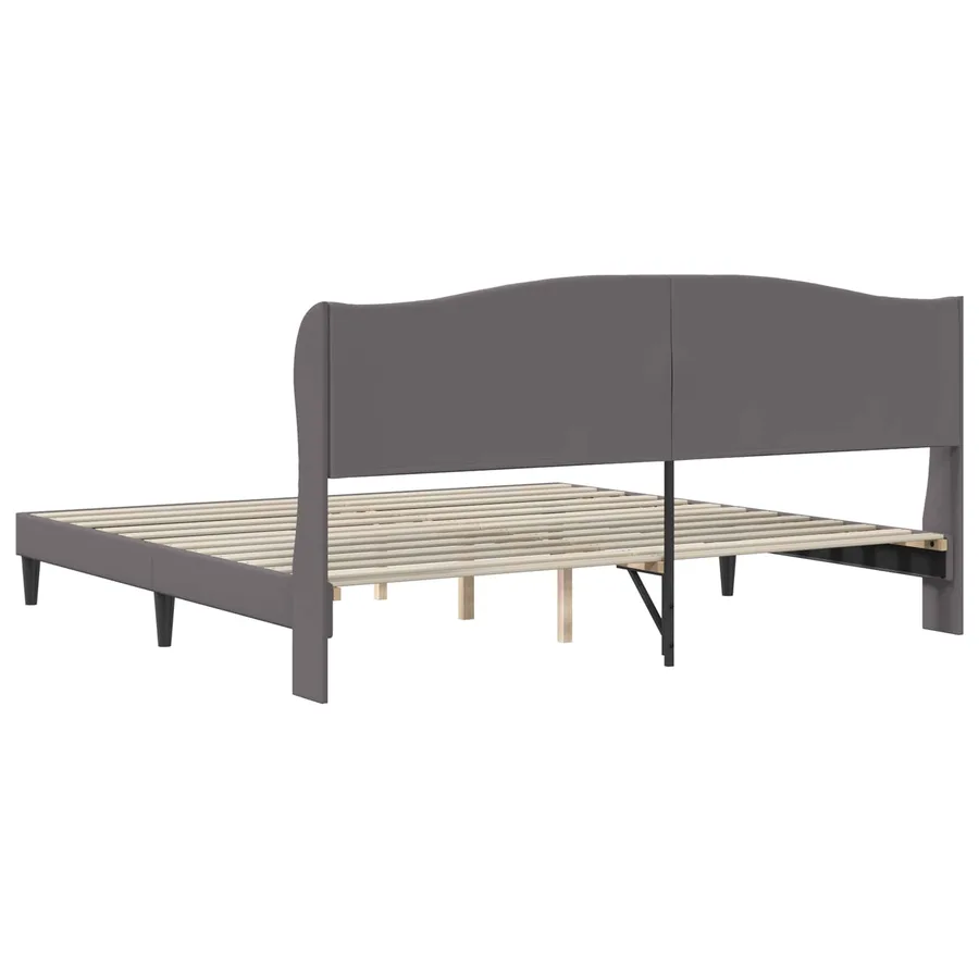 Cadre de lit avec tête de lit Gris 200 x 200 cm Simili cuir - 6
