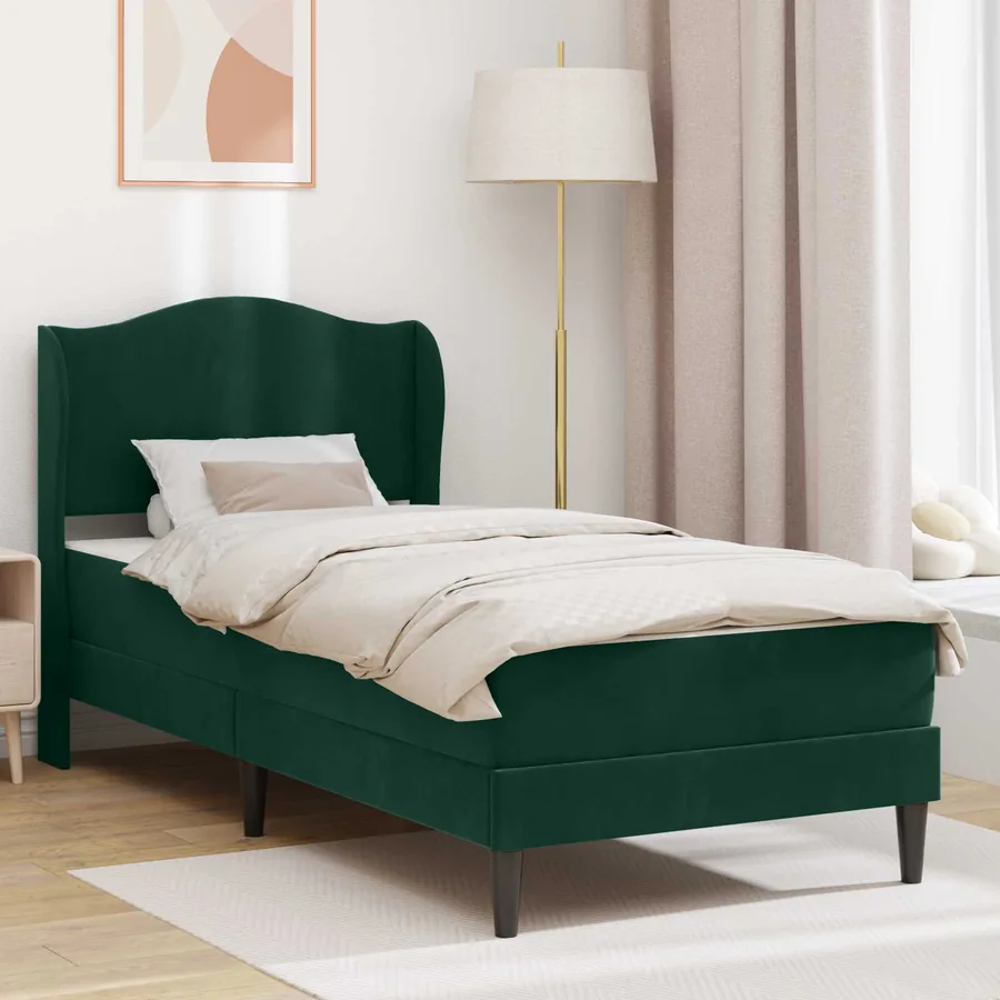 Cadre de lit avec tête de lit Vert foncé 100 x 200 cm Velours
