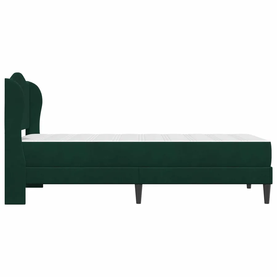 Cadre de lit avec tête de lit Vert foncé 100 x 200 cm Velours - 7