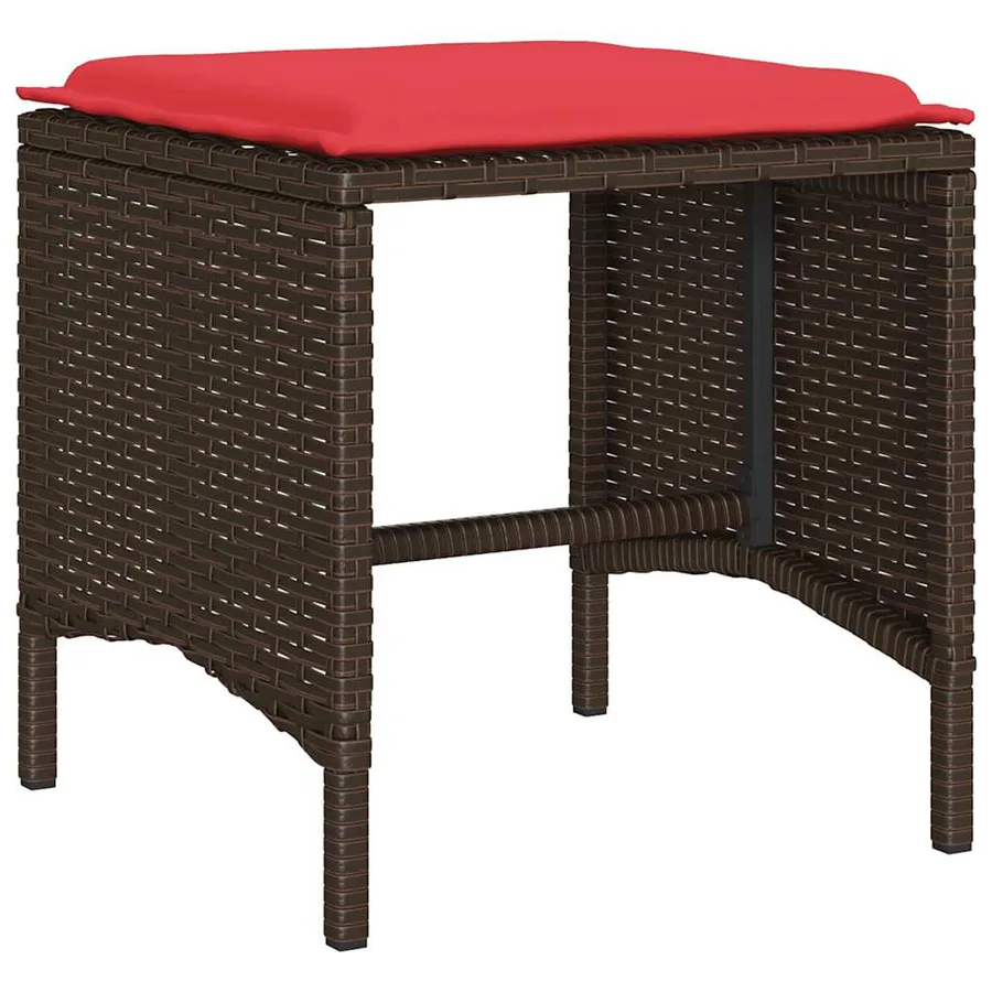 Salon de jardin 4 pcs avec coussins marron résine tressée - 5