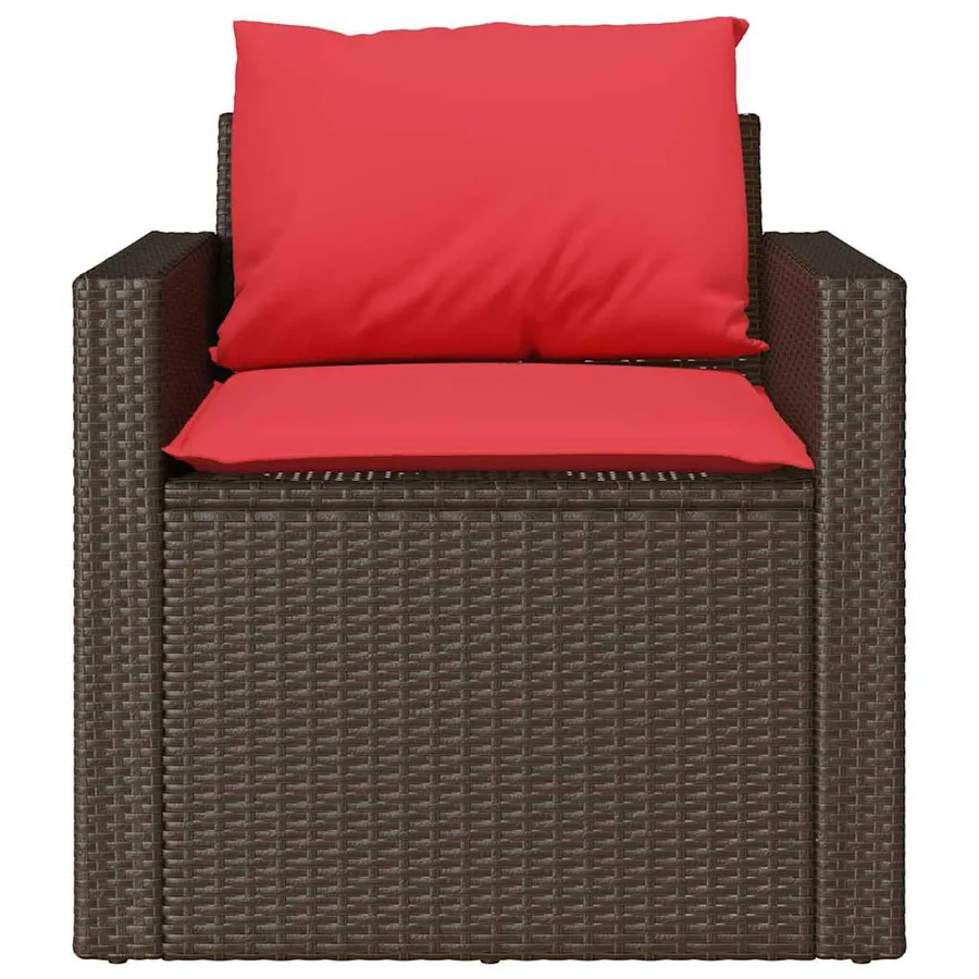 Salon de jardin 4 pcs avec coussins marron résine tressée - 6