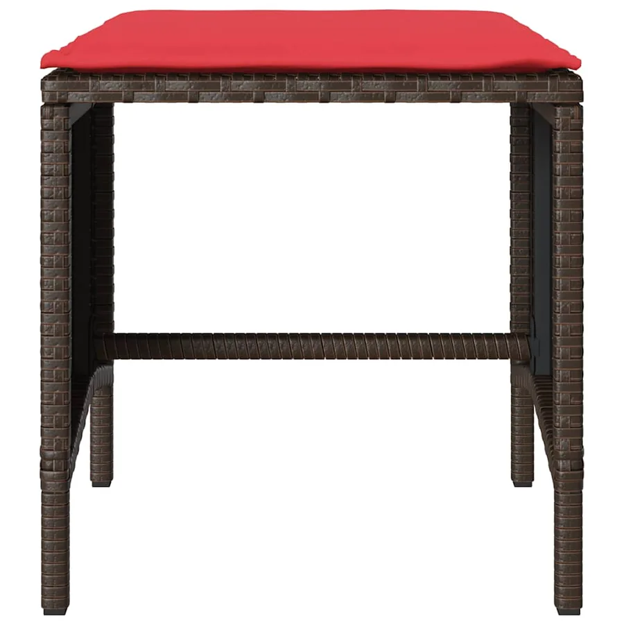 Salon de jardin 4 pcs avec coussins marron résine tressée - 7