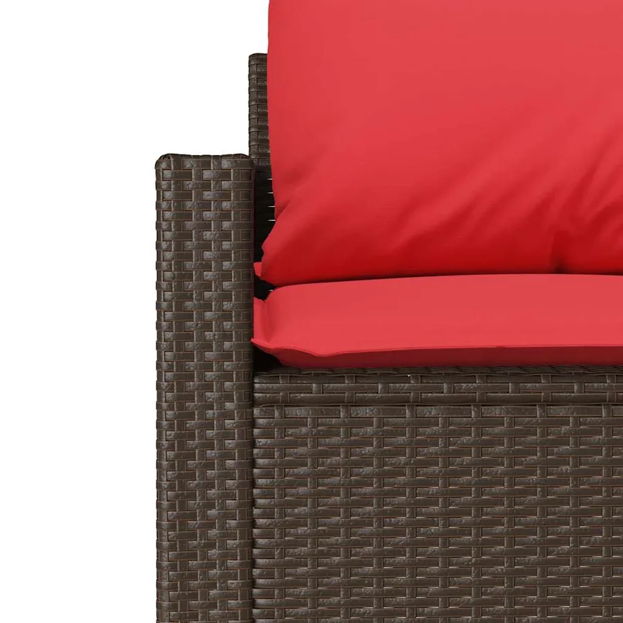 Salon de jardin 4 pcs avec coussins marron résine tressée - 8