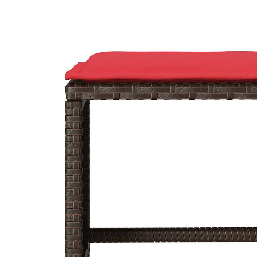 Salon de jardin 4 pcs avec coussins marron résine tressée - 9
