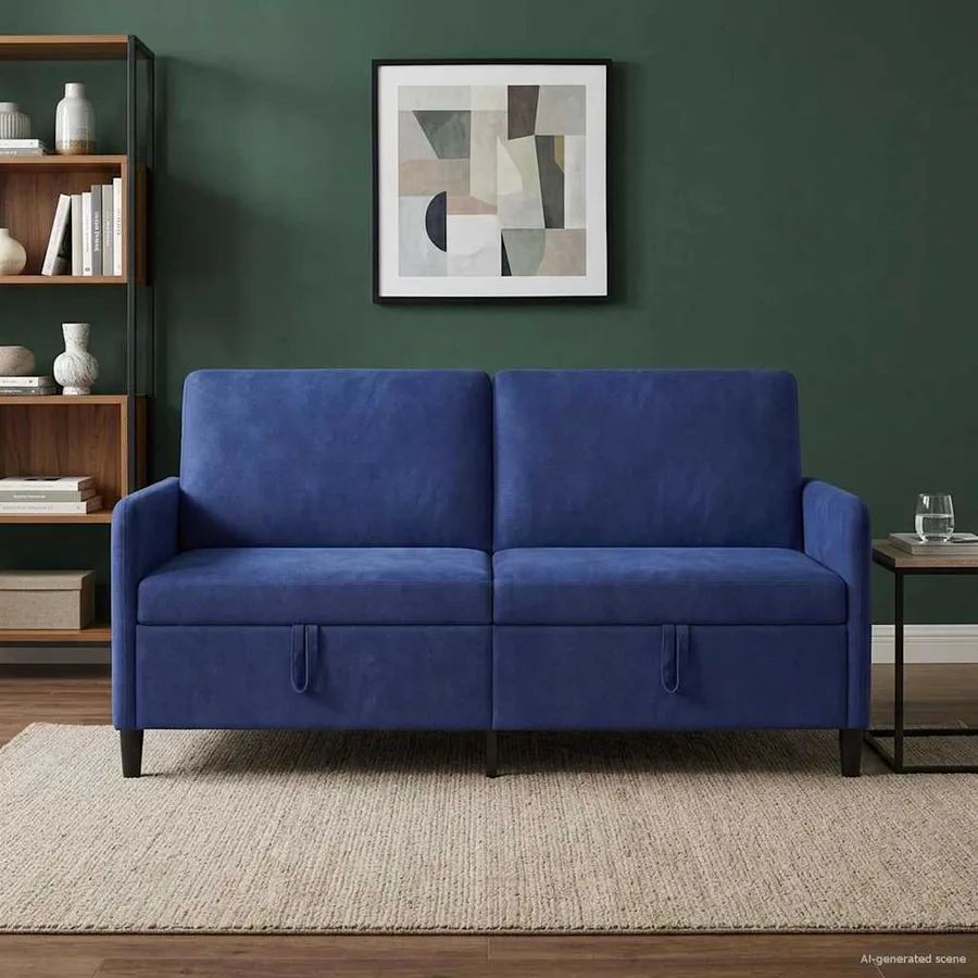 Sofa avec rangement Bleu police 172 x 78 x 87 cm Polyester - 3