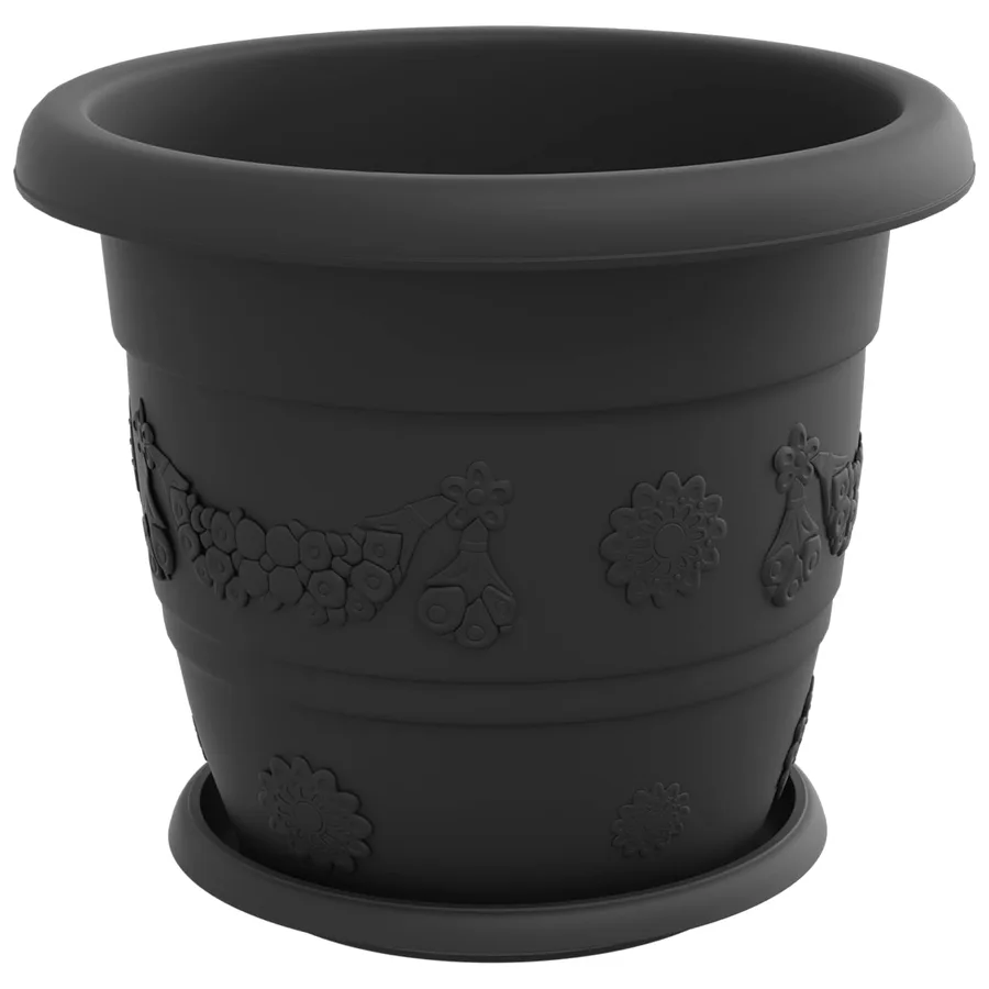Pots de plantes 6 pcs Noir Ø 30 x 25 cm Plastique - 5