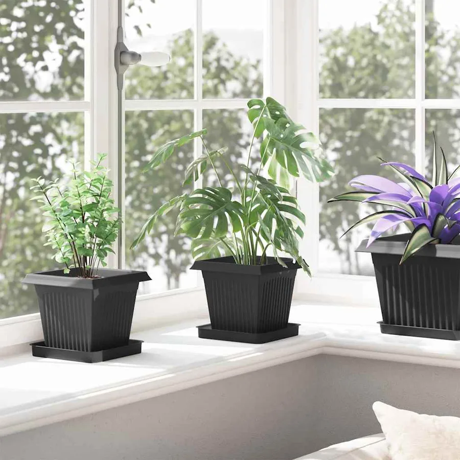 Pots de plantes 24 pcs Noir 16 x 16 x 14 cm Plastique - 4