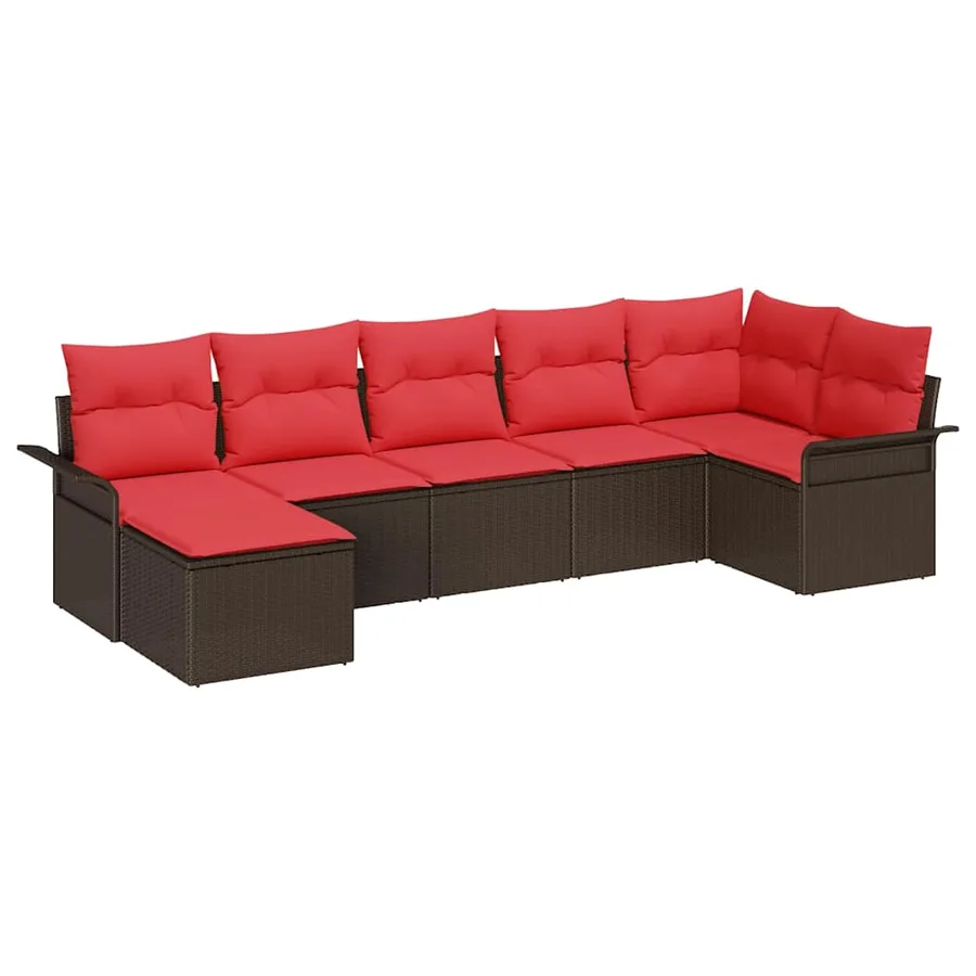 Ensemble de canapé de jardin 7 pcs Beige polyrotin - 2