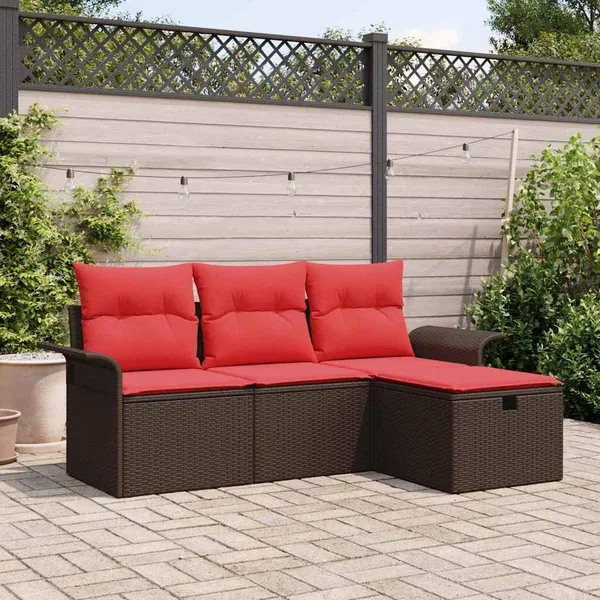 Ensemble de canapé de jardin avec coussin 4 pcs Poly rotin