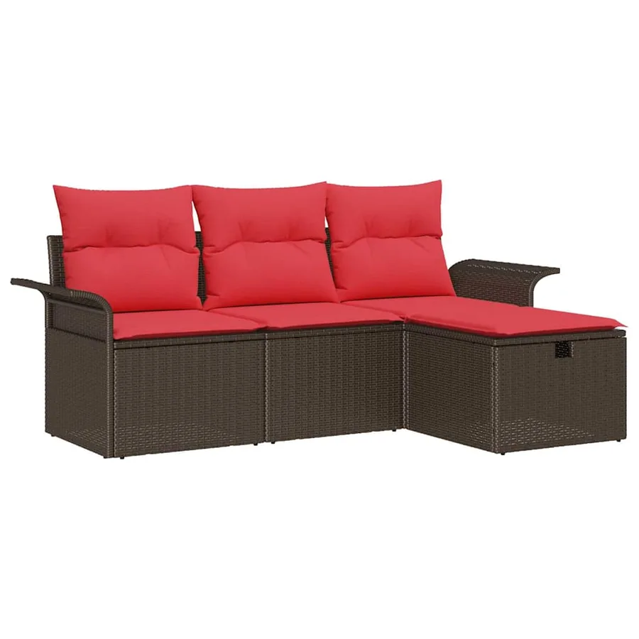 Ensemble de canapé de jardin avec coussin 4 pcs Poly rotin - 2