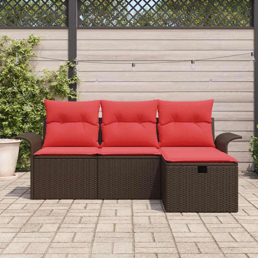 Ensemble de canapé de jardin avec coussin 4 pcs Poly rotin - 3