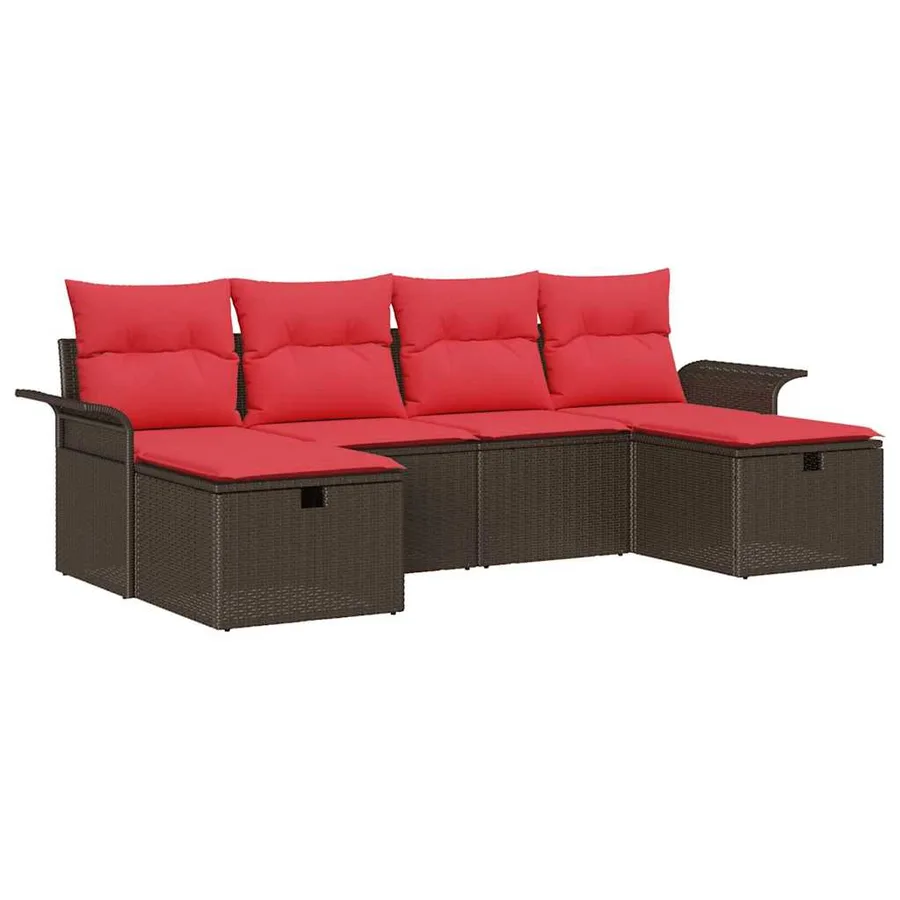 Ensemble de canapé de jardin avec coussin 6 pcs Poly rotin - 2