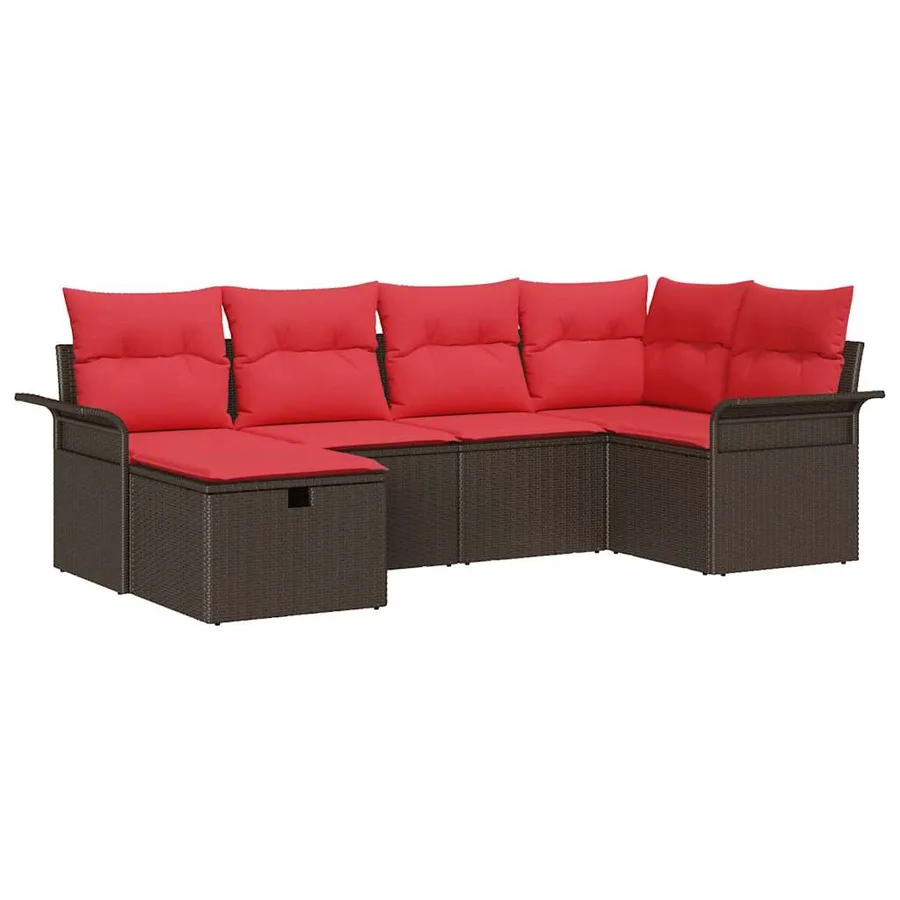 Ensemble de canapé de jardin avec coussin 6 pcs Poly rotin - 2