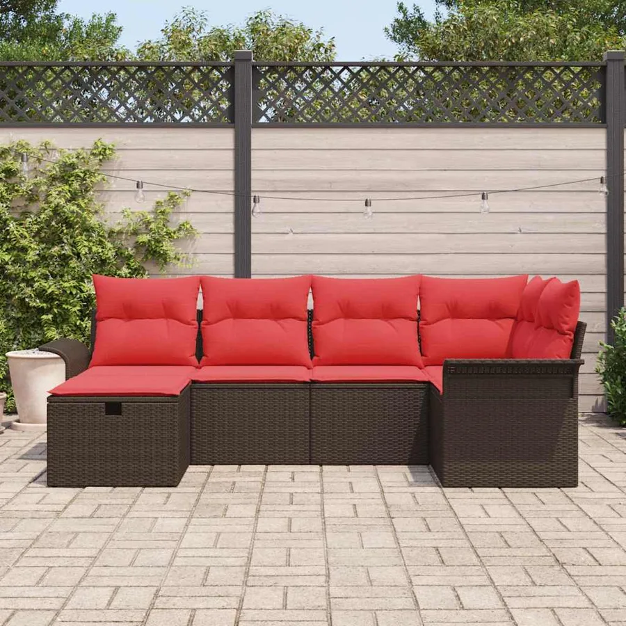 Ensemble de canapé de jardin avec coussin 6 pcs Poly rotin - 3