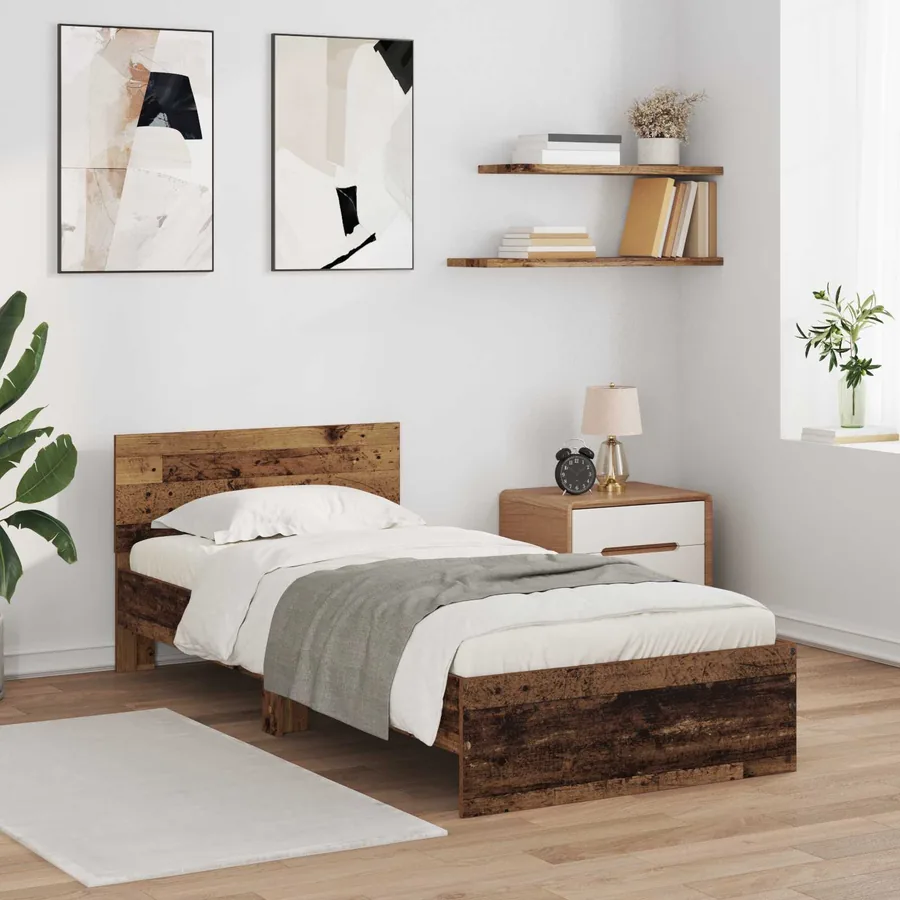 Cadre de lit avec LED Bois ancien 80 x 200 cm Bois d'ingénierie