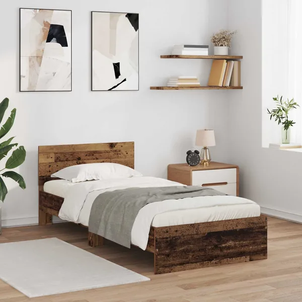 Cadre de lit avec LED Bois ancien 80 x 200 cm Bois d'ingénierie