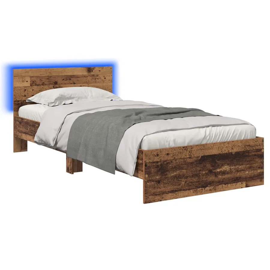 Cadre de lit avec LED Bois ancien 80 x 200 cm Bois d'ingénierie - 2