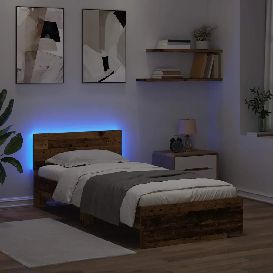 Cadre de lit avec LED Bois ancien 80 x 200 cm Bois d'ingénierie - 3