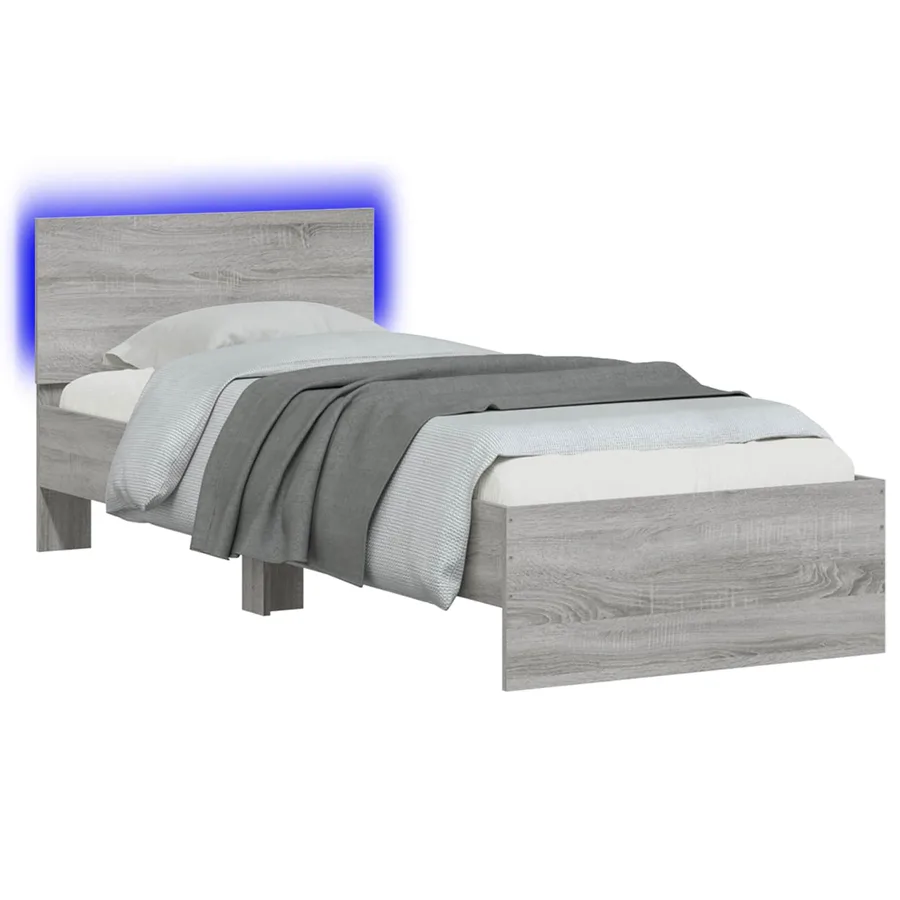 Cadre de lit avec LED Sonoma gris 80 x 200 cm Bois d'ingénierie - 2